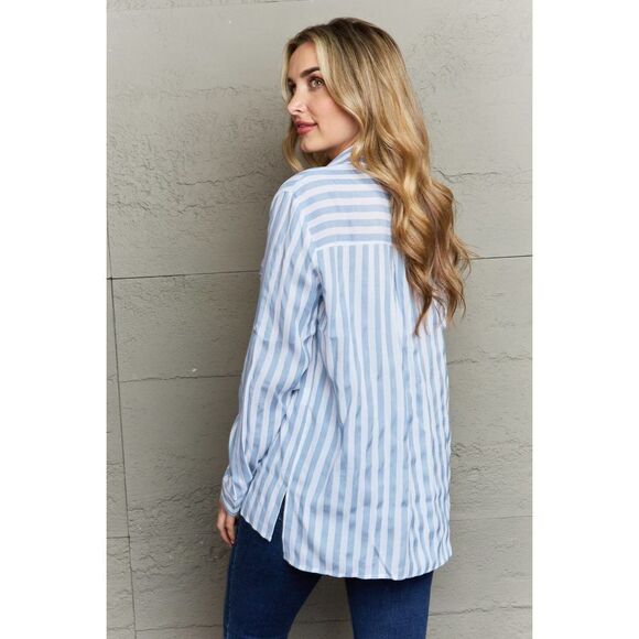 Ninexis Take Your Time Collared Button Down Striped Shirt - Picture 2 of 5